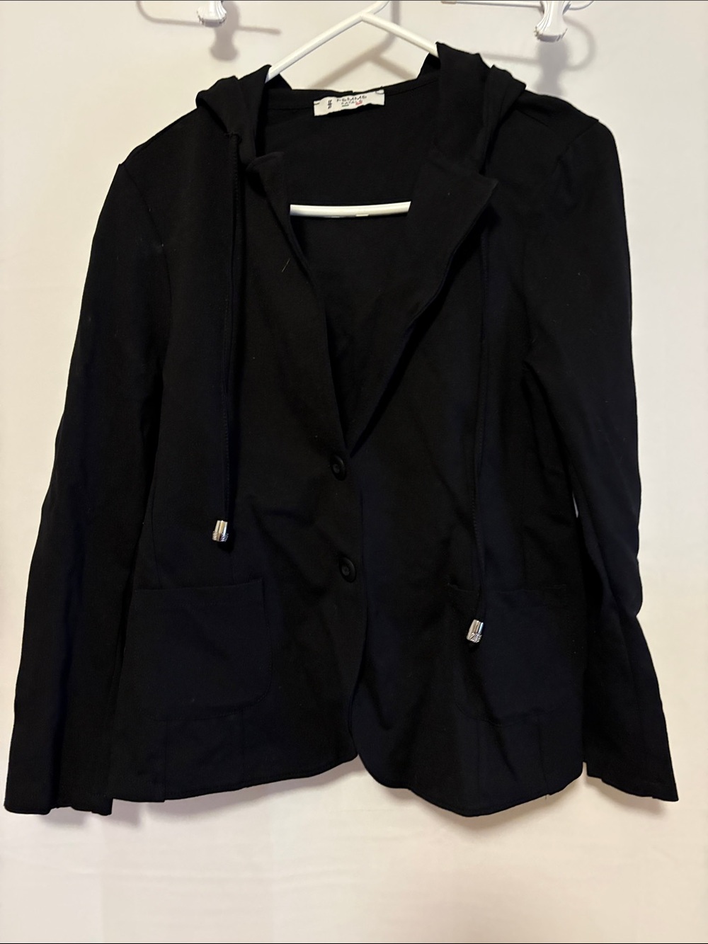 Black Hooded Women's Blazer Jacket